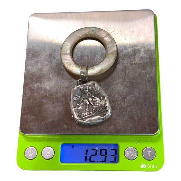 Sterling Silver Humpty Dumpty Baby Teething Ring Nursery Rhyme Antique Baby Gift - Picture 5 of 5